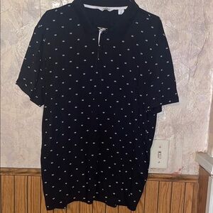 Men's Black & white Calvin Klein polo shirt (L)